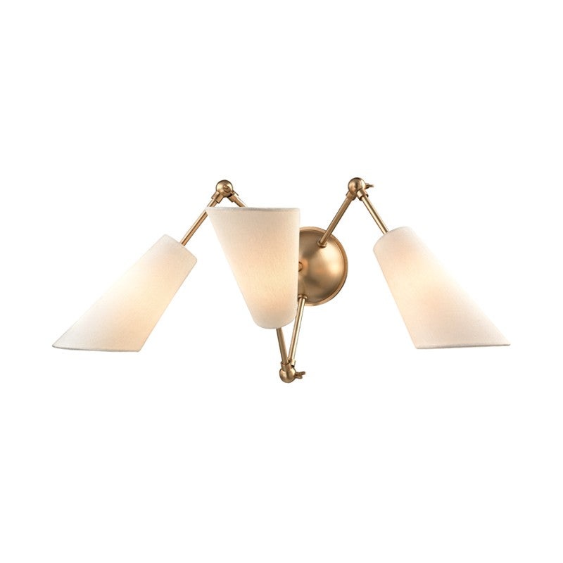 Hudson Valley 5300-AGB Buckingham Three Light Wall Sconce, Aged Brass