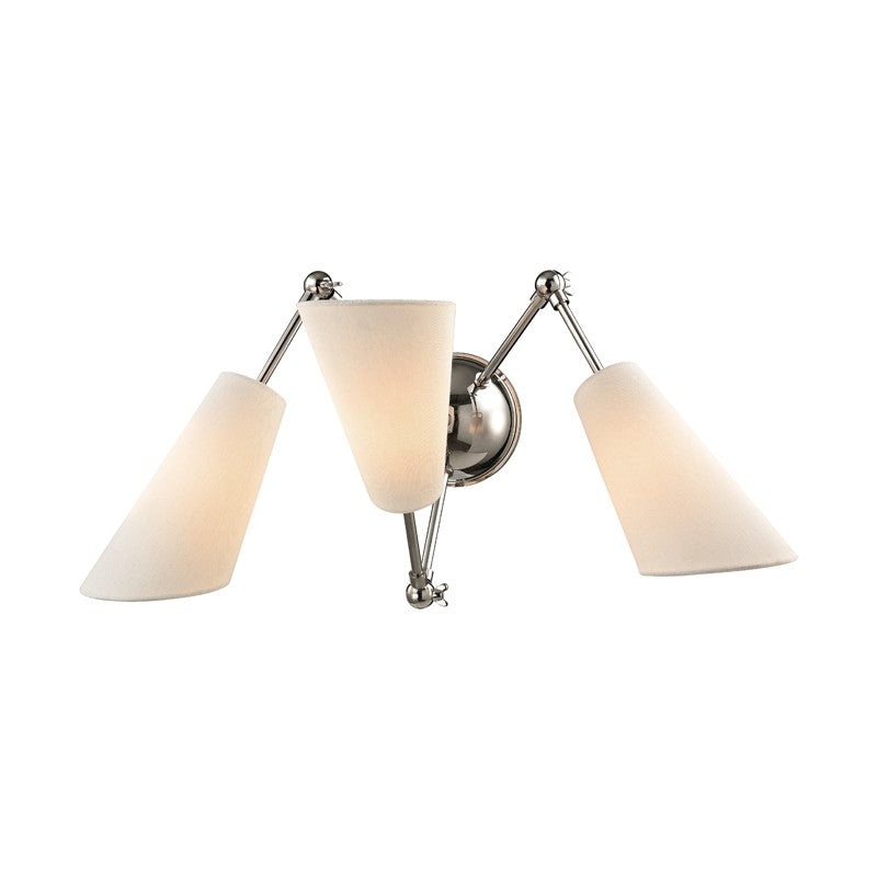 Hudson Valley 5300-PN Buckingham Three Light Wall Sconce, Polished Nickel