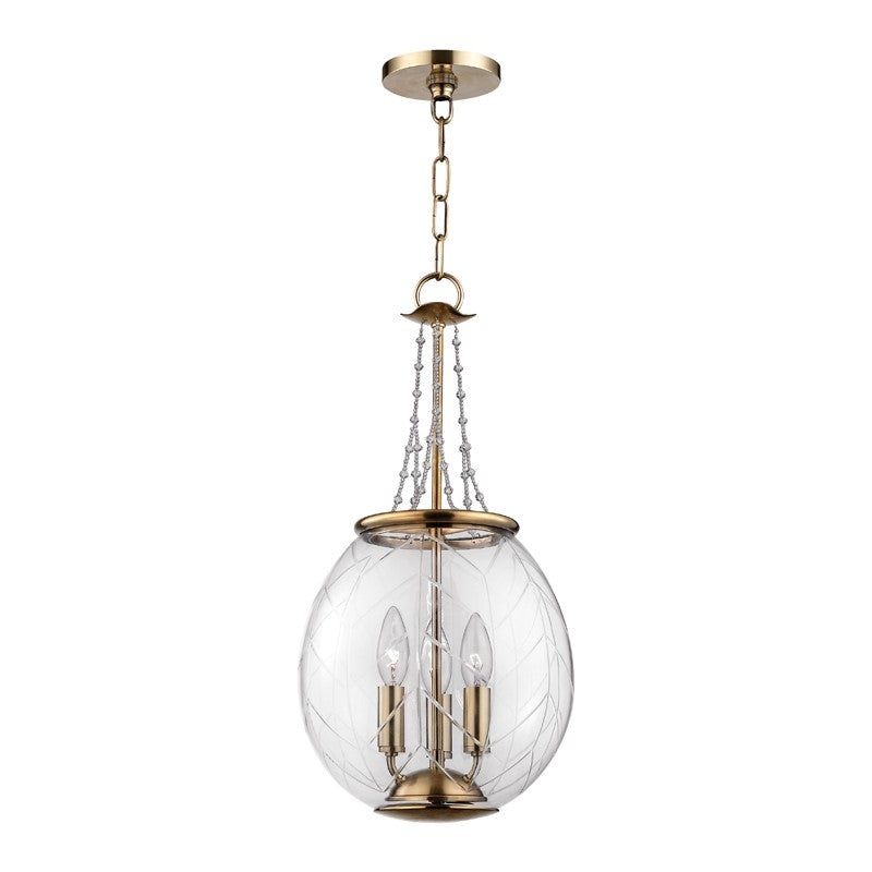 Hudson Valley 5311-AGB Pierce Three Light Pendant, Aged Brass (Discontinued)