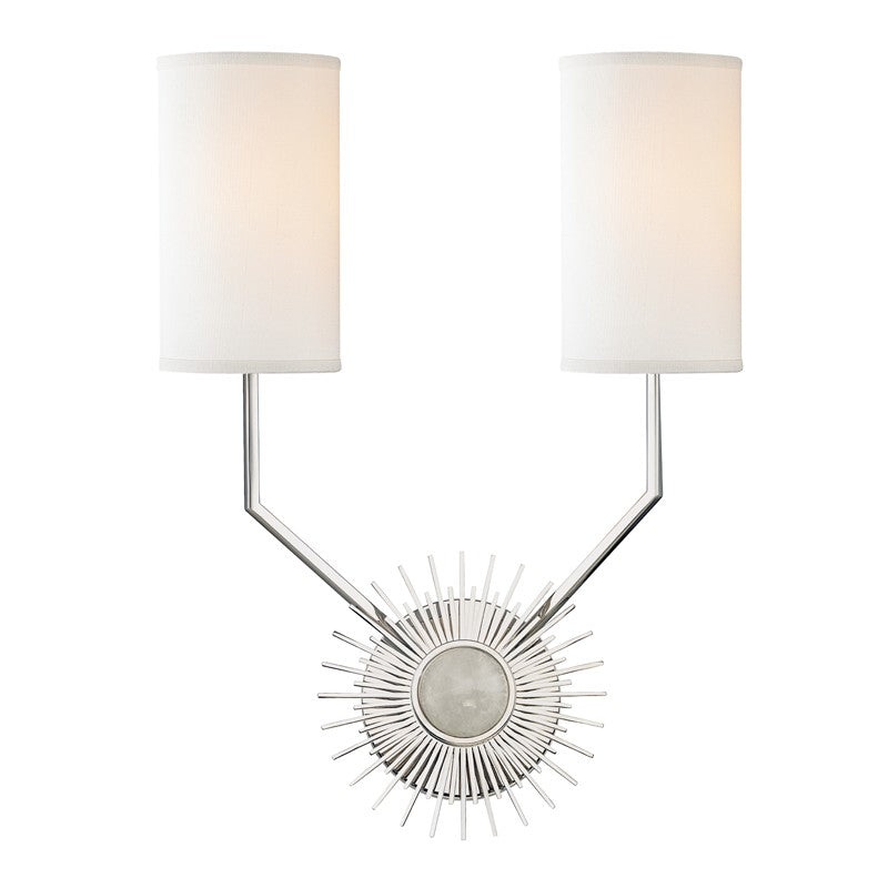 Hudson Valley 5512-PN Borland Two Light Wall Sconce, Polished Nickel