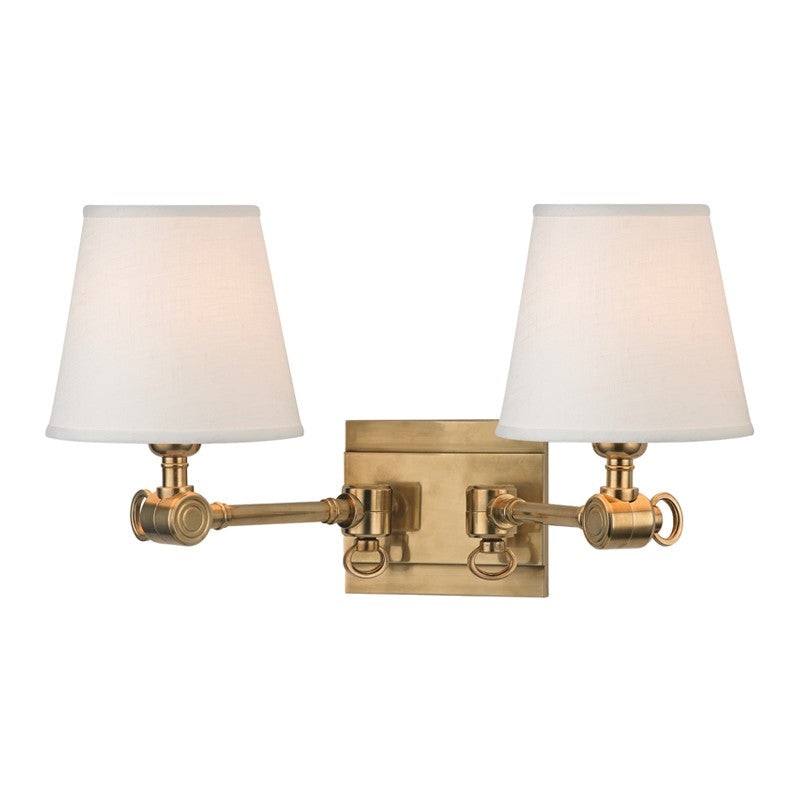 Hudson Valley 6232-AGB Hillsdale Two Light Wall Sconce, Aged Brass