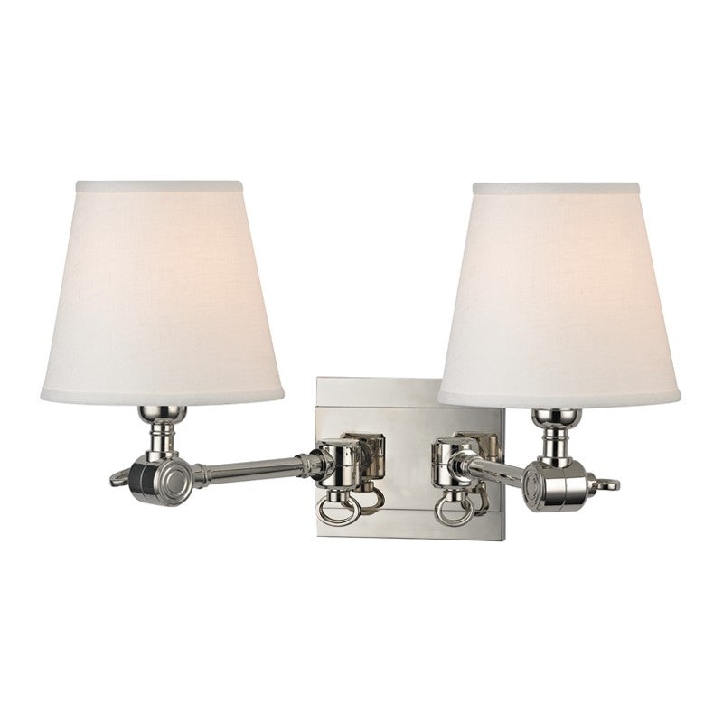 Hudson Valley 6232-PN Hillsdale Two Light Wall Sconce, Polished Nickel (Discontinued)