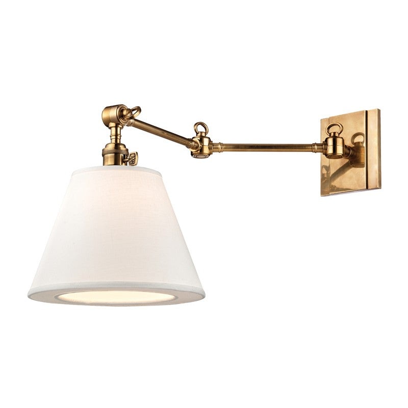Hudson Valley 6233-AGB Hillsdale One Light Swing Arm Wall Sconce, Aged Brass