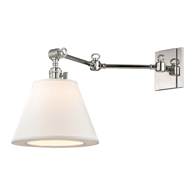 Hudson Valley 6233-PN Hillsdale One Light Swing Arm Wall Sconce, Polished Nickel (Discontinued)