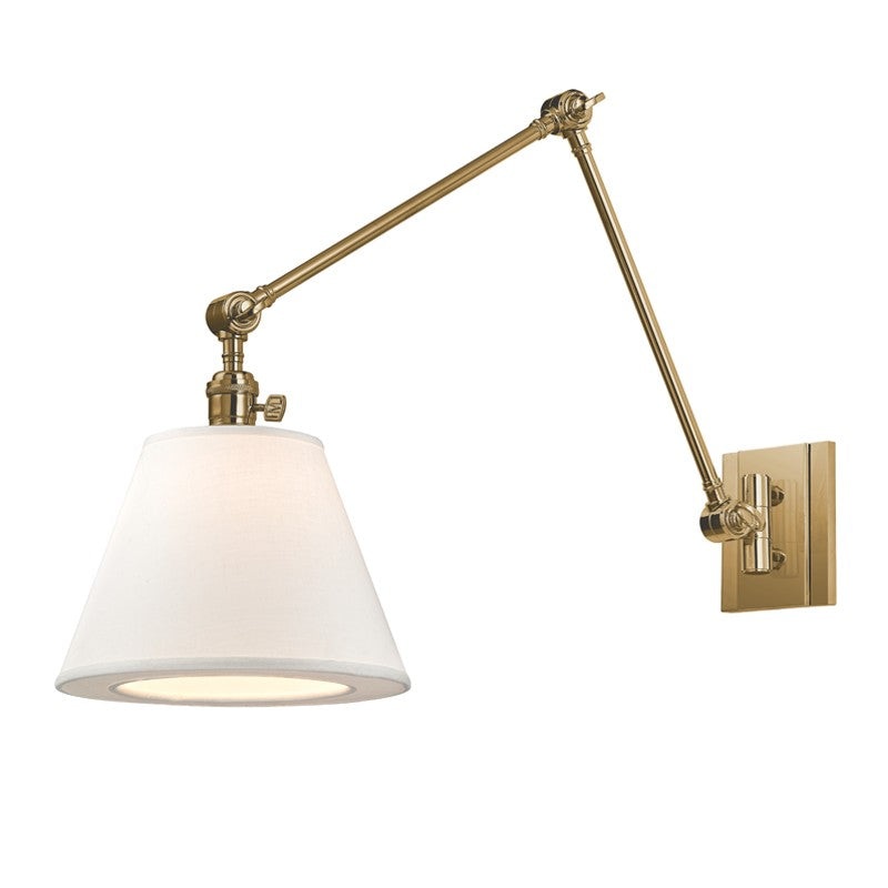 Hudson Valley 6234-AGB Hillsdale One Light Swing Arm Wall Sconce, Aged Brass