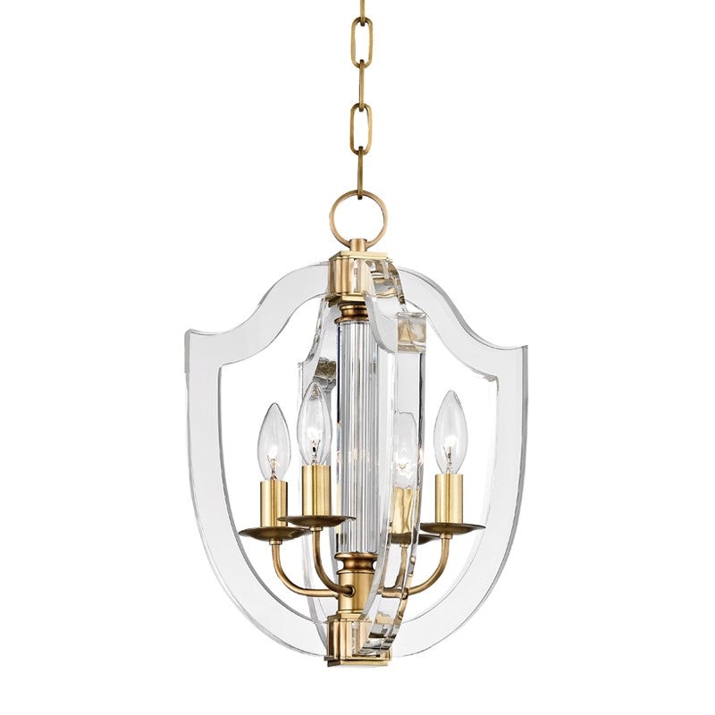 Hudson Valley 6512-AGB Arietta Four Light Pendant, Aged Brass