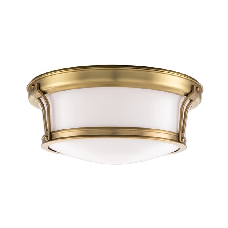 Hudson Valley 6513-AGB Newport Two Light Flush Mount, Aged Brass