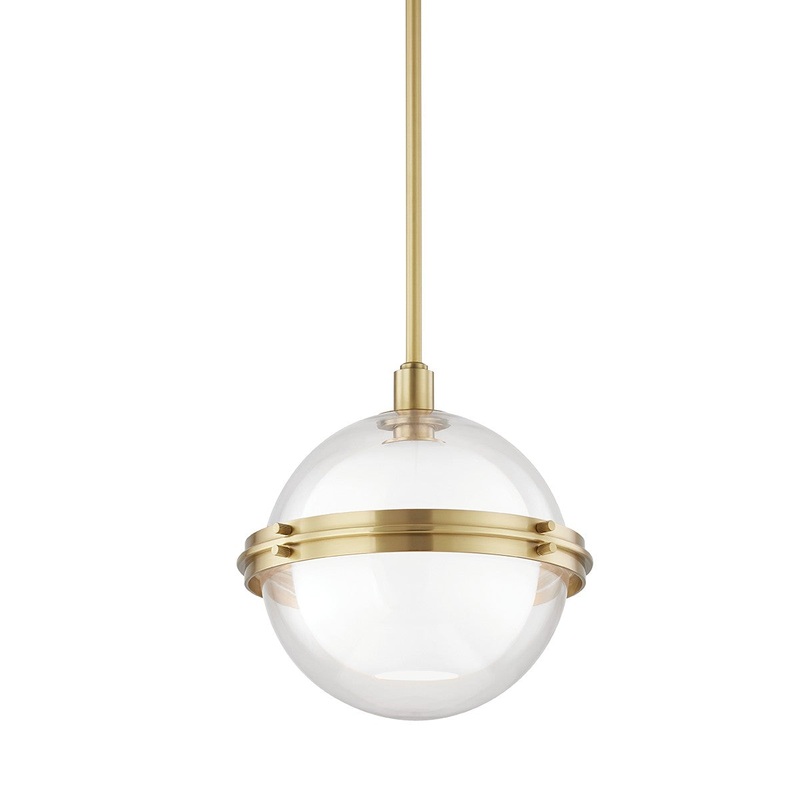 Hudson Valley 6514-AGB Northport One Light Pendant, Aged Brass