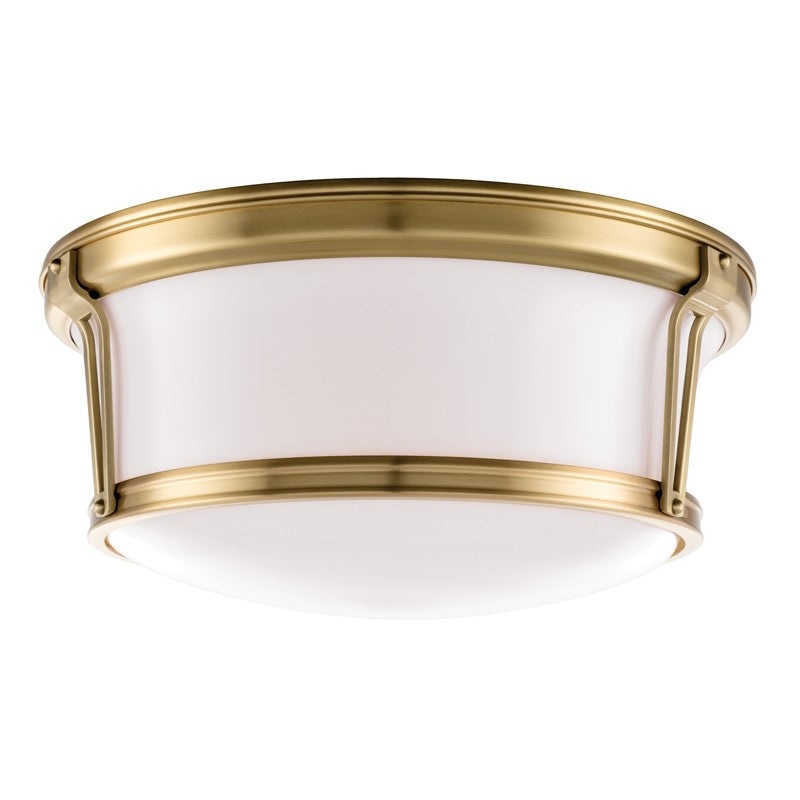 Hudson Valley 6515-AGB Newport Three Light Flush Mount, Aged Brass