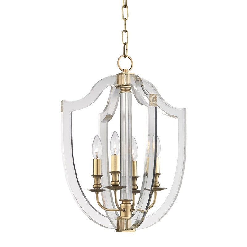 Hudson Valley 6516-AGB Arietta Four Light Pendant, Aged Brass