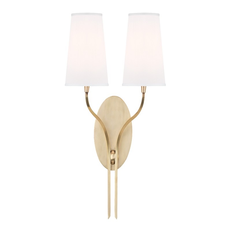 Hudson Valley 3712-AGB-WS Rutland Two Light Wall Sconce, Aged Brass