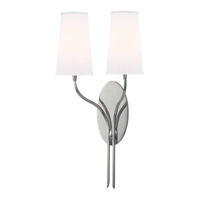 Hudson Valley 3712-PN-WS Rutland Two Light Wall Sconce, Polished Nickel