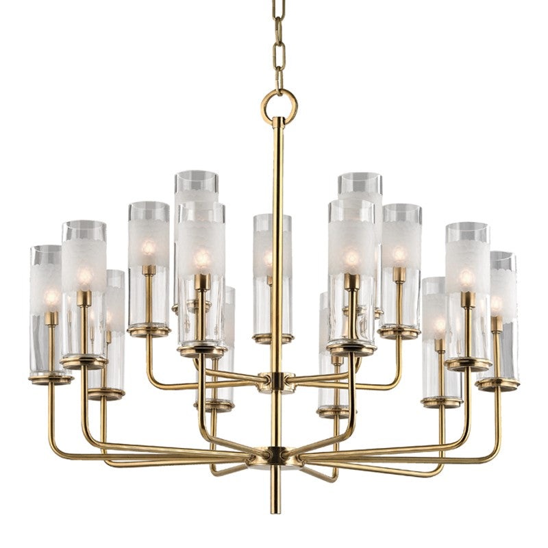Hudson Valley 3930-AGB Wentworth 15 Light Chandelier, Aged Brass