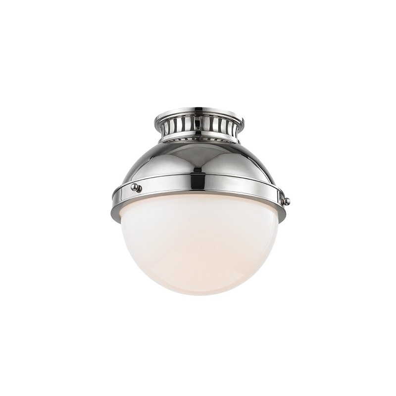 Hudson Valley 4009-PN Latham One Light Flush Mount, Polished Nickel (Discontinued)