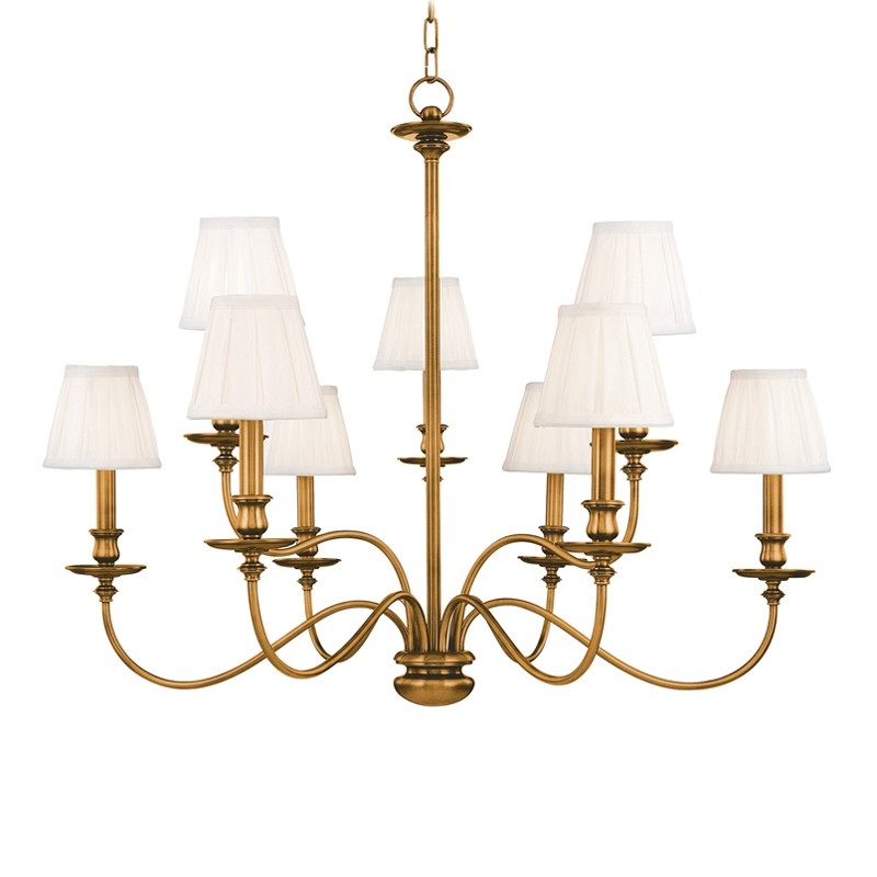 Hudson Valley 4039-AGB Menlo Park Nine Light Chandelier, Aged Brass