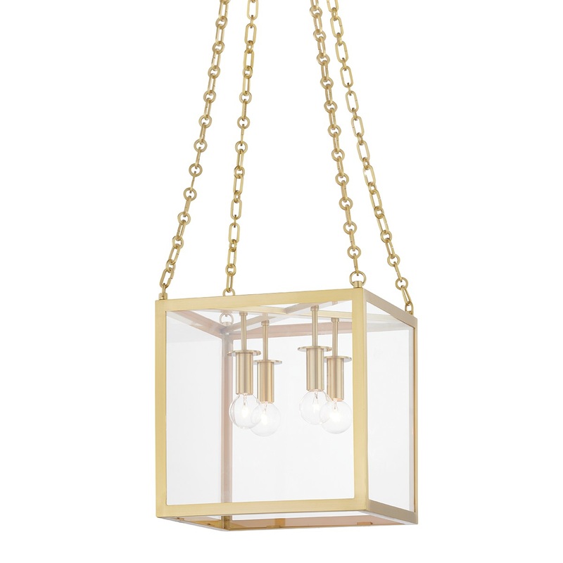 Hudson Valley 4113-AGB Catskill Four Light Pendant, Aged Brass (Discontinued)