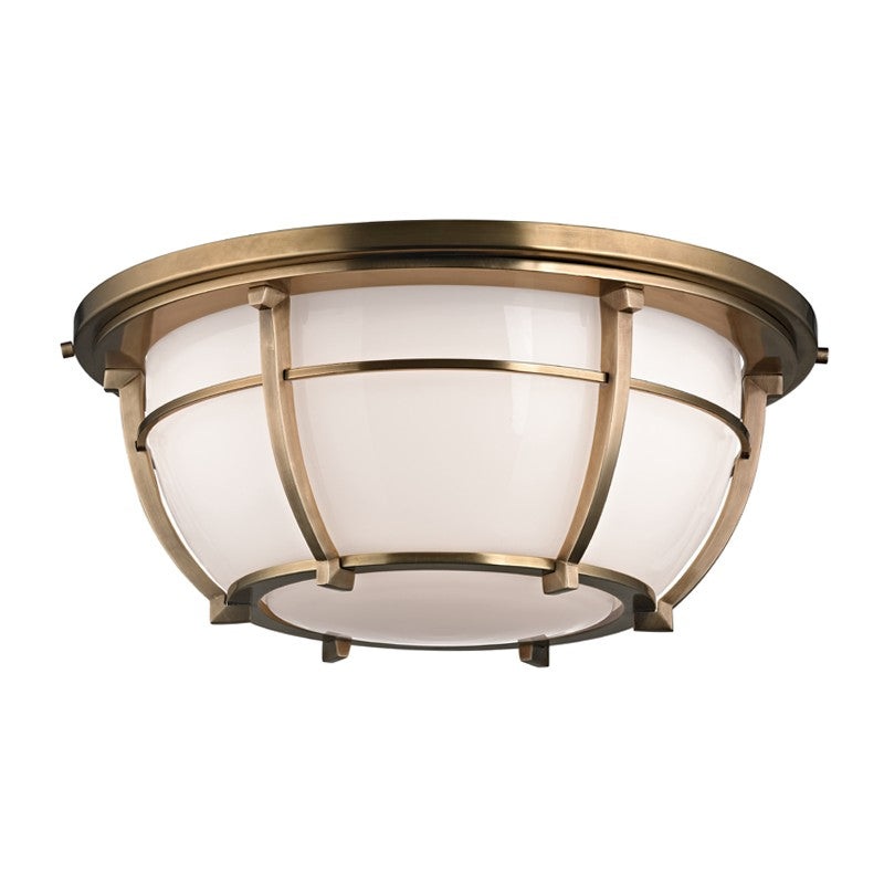 Hudson Valley 4115-AGB Conrad Three Light Flush Mount, Aged Brass (Discontinued)