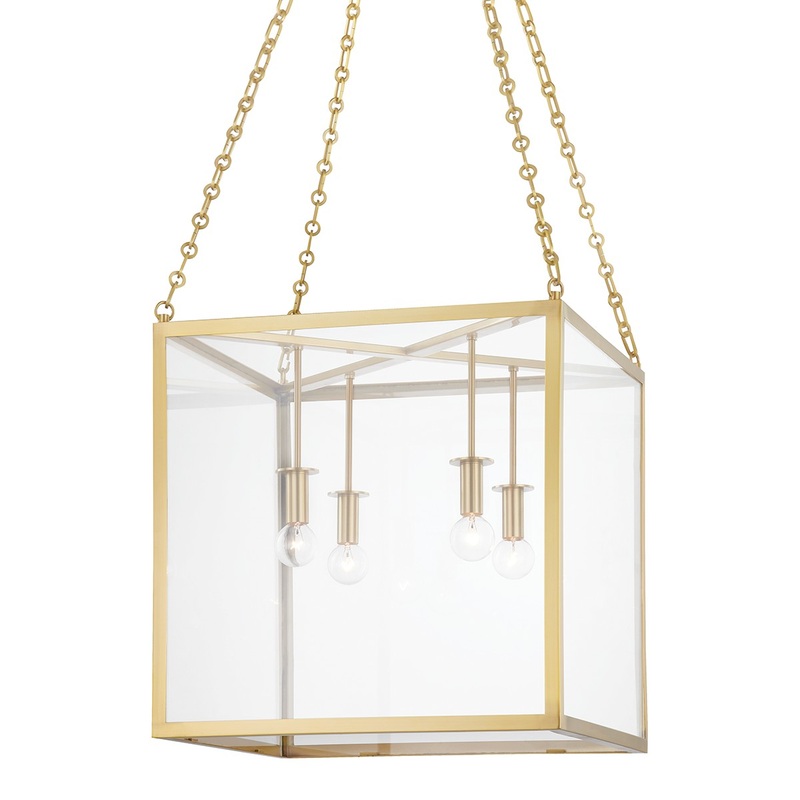 Hudson Valley 4118-AGB Catskill Four Light Pendant, Aged Brass