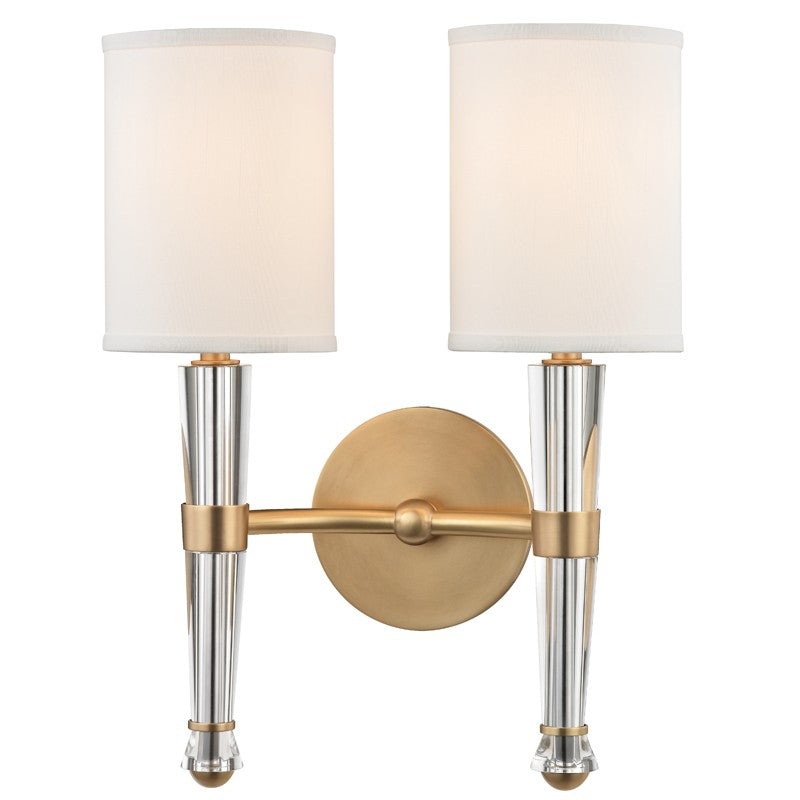 Hudson Valley 4120-AGB Volta Two Light Wall Sconce, Aged Brass (Discontinued)