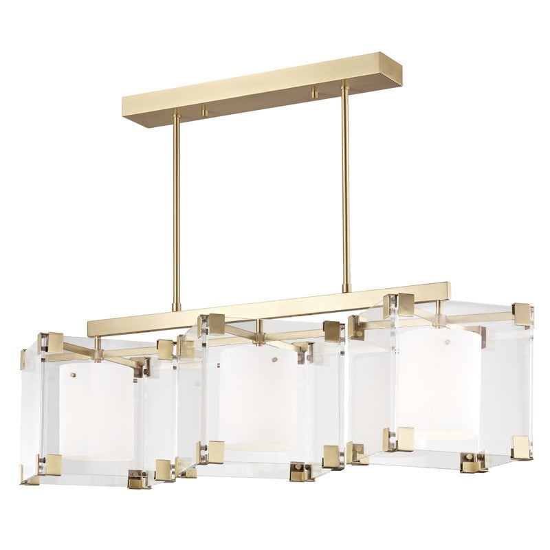 Hudson Valley 4154-AGB Achilles Three Light Island Pendant, Aged Brass