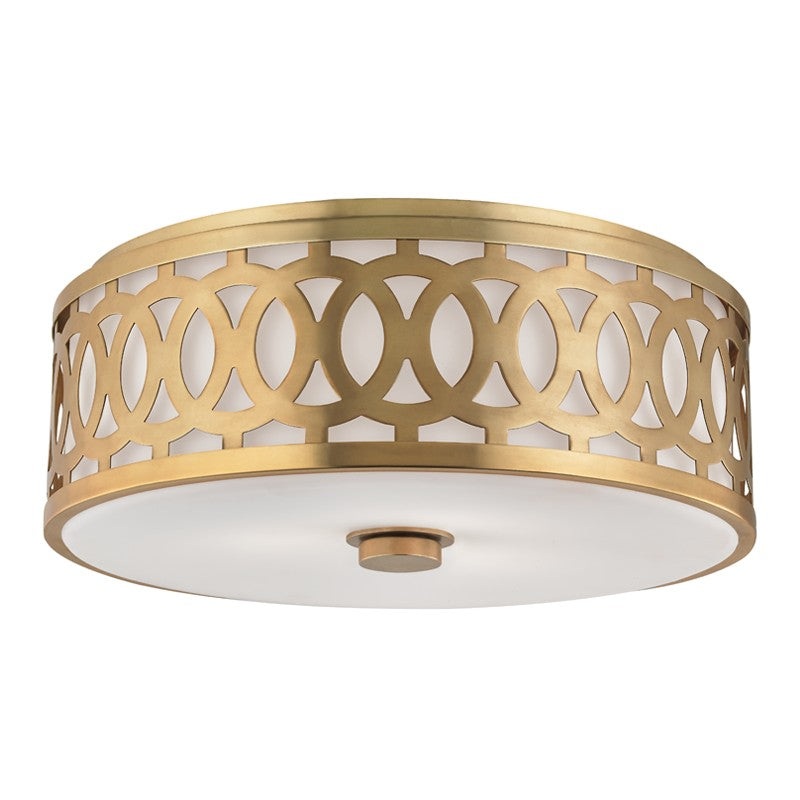 Hudson Valley 4317-AGB Genesee Three Light Flush Mount, Aged Brass (Discontinued)