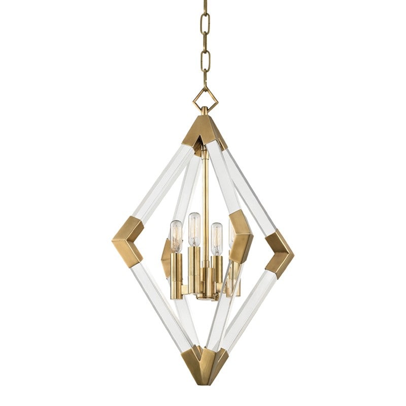 Hudson Valley 4617-AGB Lyons Four Light Pendant, Aged Brass