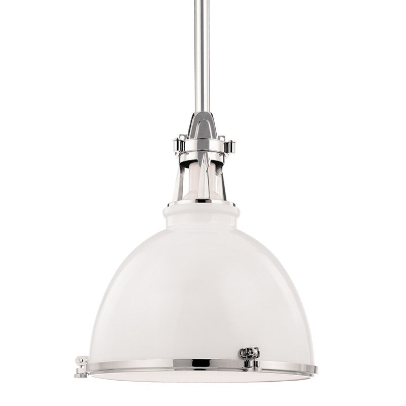 Hudson Valley 4620-WPN Massena One Light Pendant, White/Polished Nickel Combo