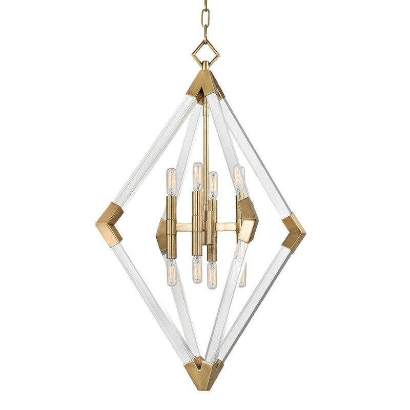 Hudson Valley 4623-AGB Lyons Eight Light Pendant, Aged Brass