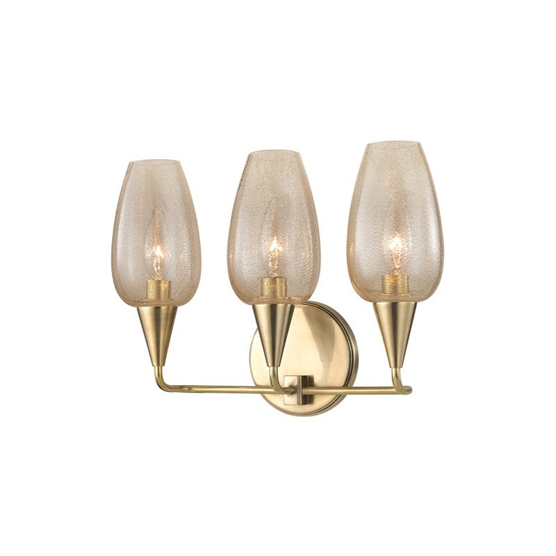Hudson Valley 4703-AGB Longmont Three Light Wall Sconce, Aged Brass (Discontinued)