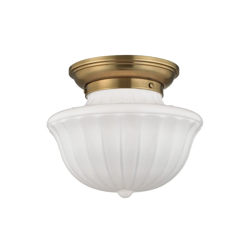Hudson Valley 5012F-AGB Dutchess One Light Flush Mount, Aged Brass