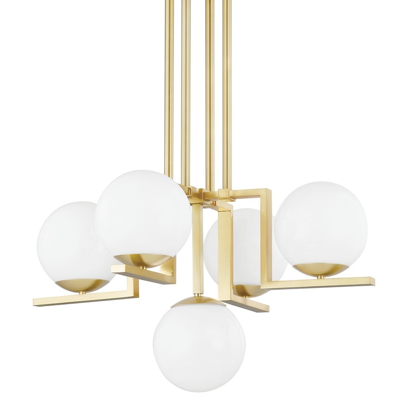Hudson Valley 5085-AGB Tanner Five Light Chandelier, Aged Brass