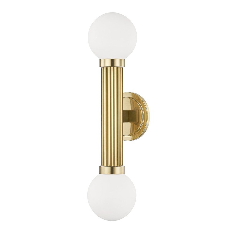 Hudson Valley 5102-AGB Reade Two Light Wall Sconce, Aged Brass