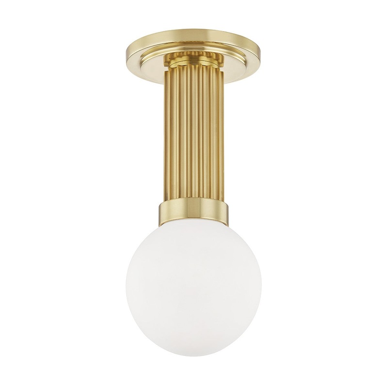 Hudson Valley 5106-AGB Reade One Light Semi Flush Mount, Aged Brass