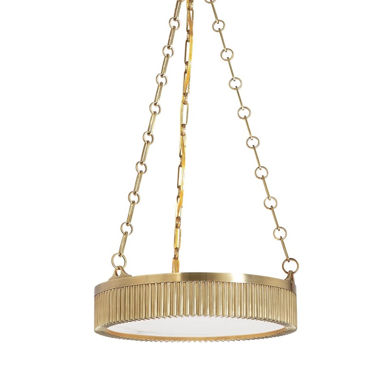 Hudson Valley 516-AGB Lynden Four Light Pendant, Aged Brass