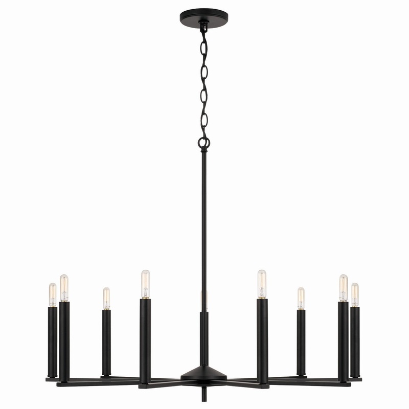 Capital Lighting 448691MB Portman Nine Light Chandelier, Matte Black