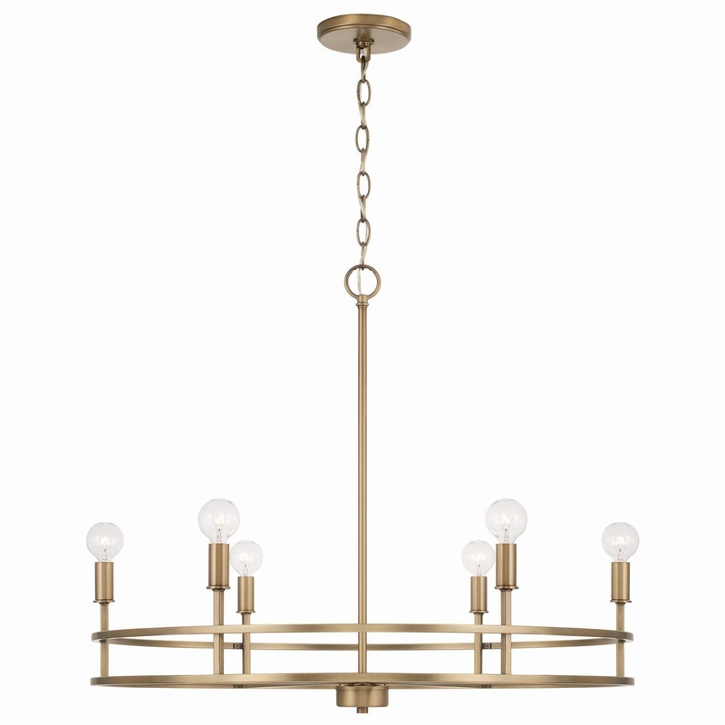 Capital Lighting 448761AD Fuller Six Light Chandelier, Aged Brass