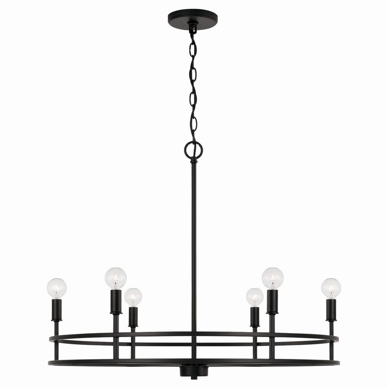 Capital Lighting 448761MB Fuller Six Light Chandelier, Matte Black