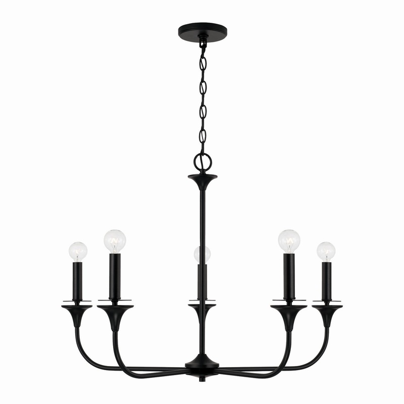 Capital Lighting 448951MB Presley Five Light Chandelier, Matte Black
