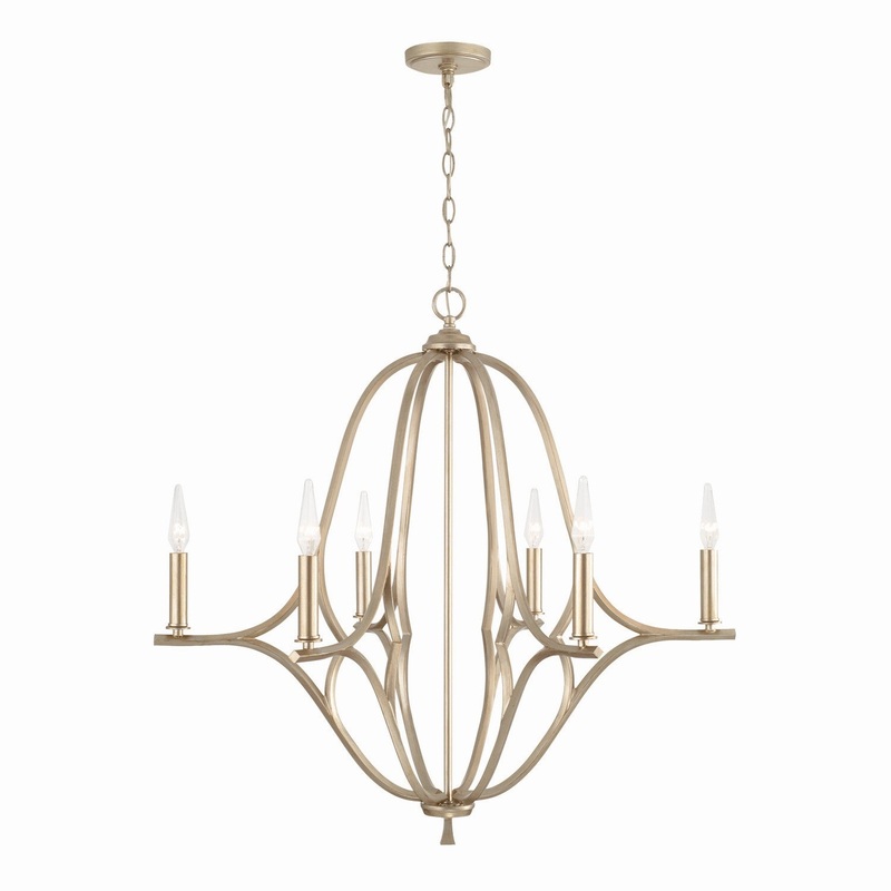 Capital Lighting 450061BS Claire Six Light Chandelier, Brushed Champagne