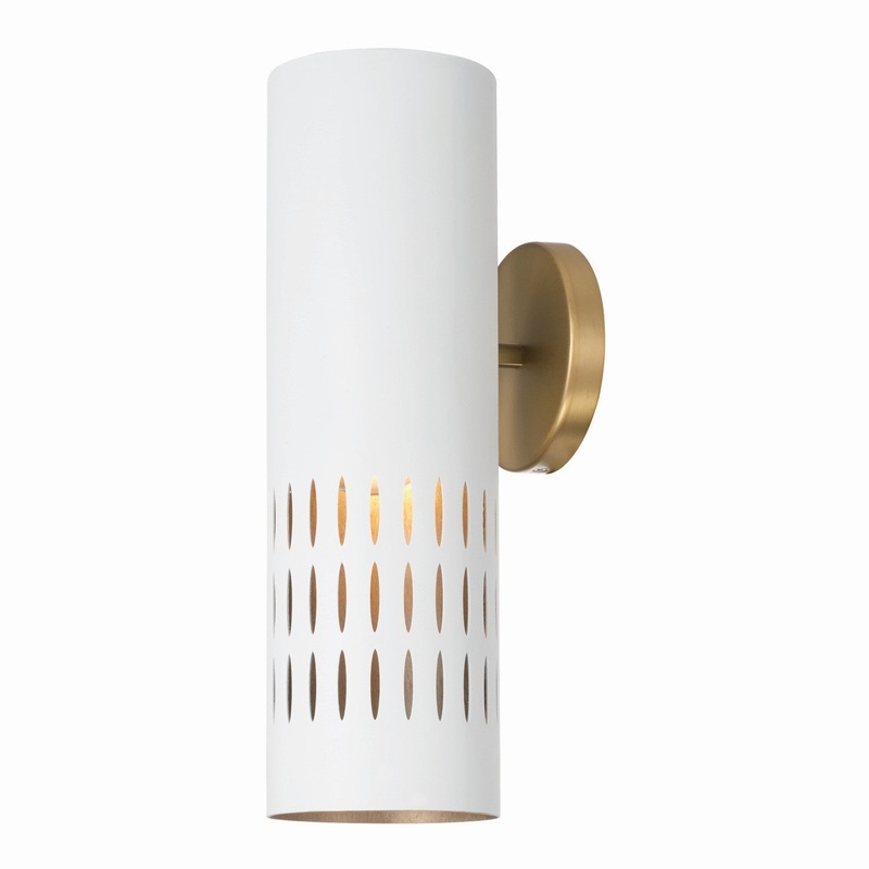 Capital Lighting 650211AW Dash One Light Wall Sconce, Aged Brass and White