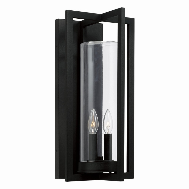 Capital Lighting 948221BK Kent Two Light Outdoor Wall Lantern, Black