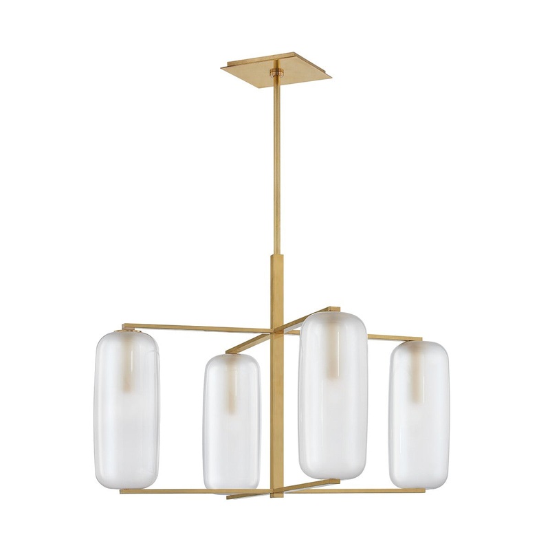 Hudson Valley 3474-AGB Pebble Four Light Chandelier, Aged Brass