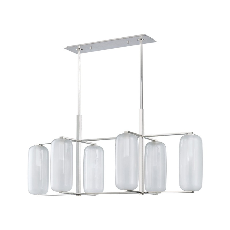 Hudson Valley 3476-PN Pebble Six Light Island Pendant, Polished Nickel (Discontinued)