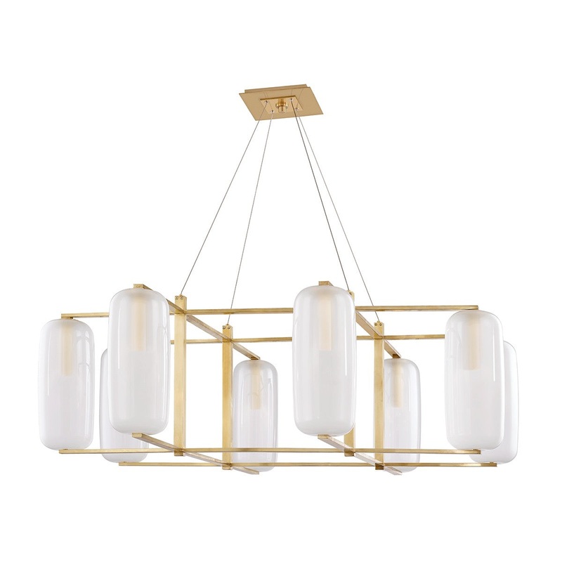 Hudson Valley 3478-AGB Pebble Eight Light Chandelier, Aged Brass