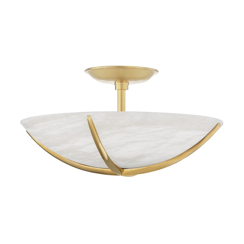 Hudson Valley 3516-AGB Wheatley Four Light Semi Flush Mount, Aged Brass