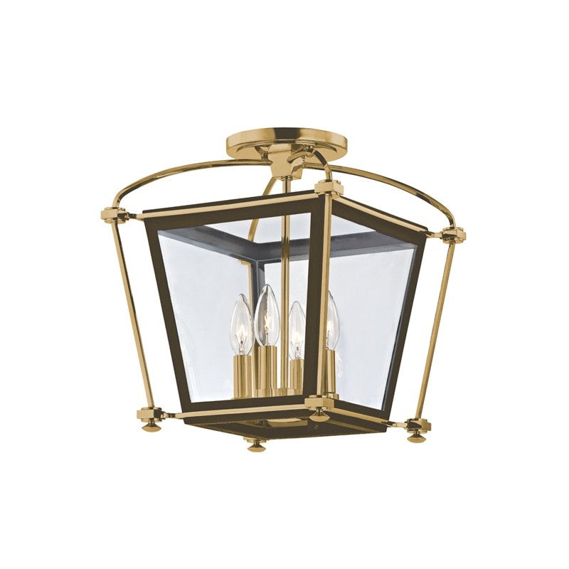 Hudson Valley 3610-AGB Hollis Four Light Semi Flush Mount, Aged Brass