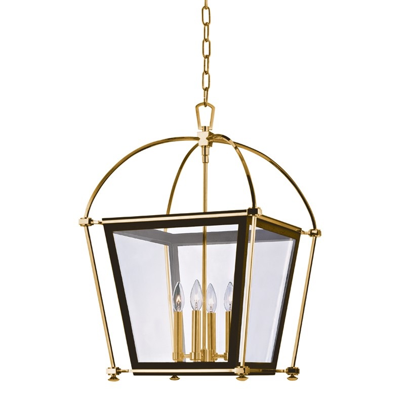 Hudson Valley 3618-AGB Hollis Four Light Pendant, Aged Brass
