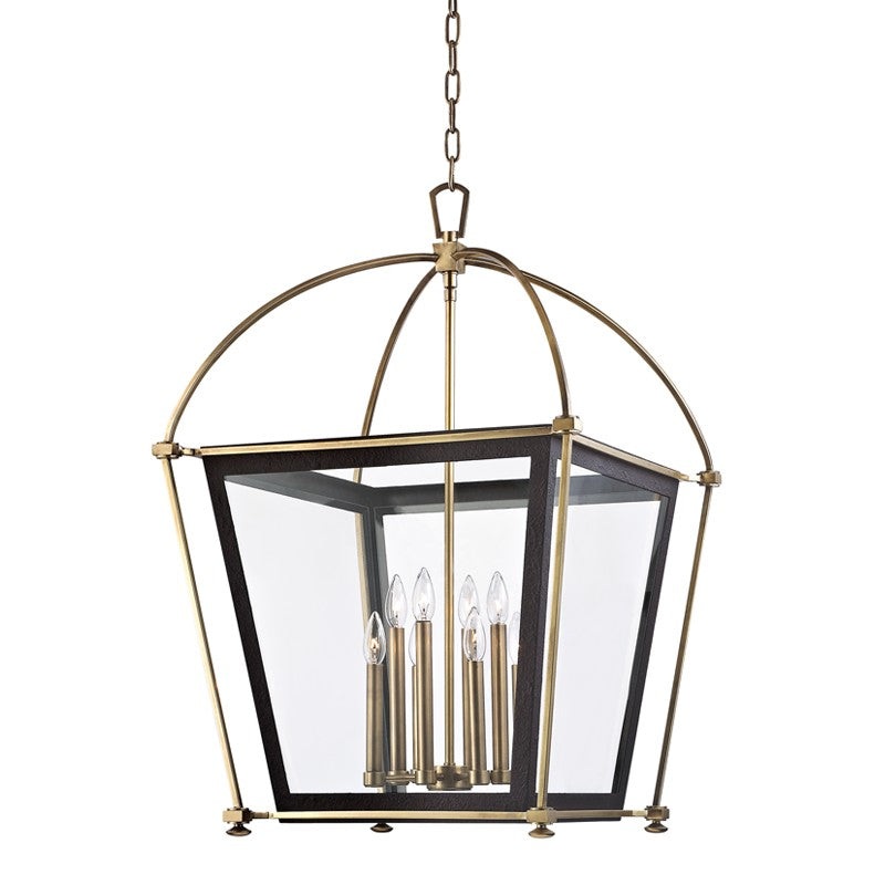 Hudson Valley 3624-AGB Hollis Eight Light Pendant, Aged Brass