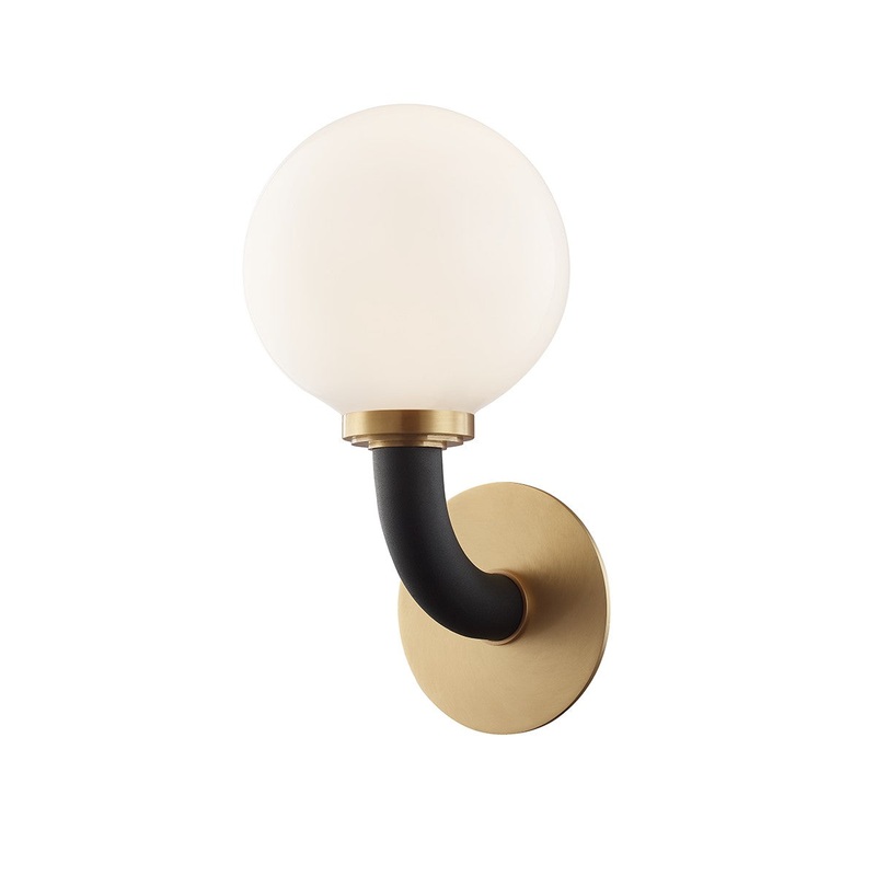 Hudson Valley 3631-AGB/BK Werner One Light Wall Sconce, Aged Brass/Black