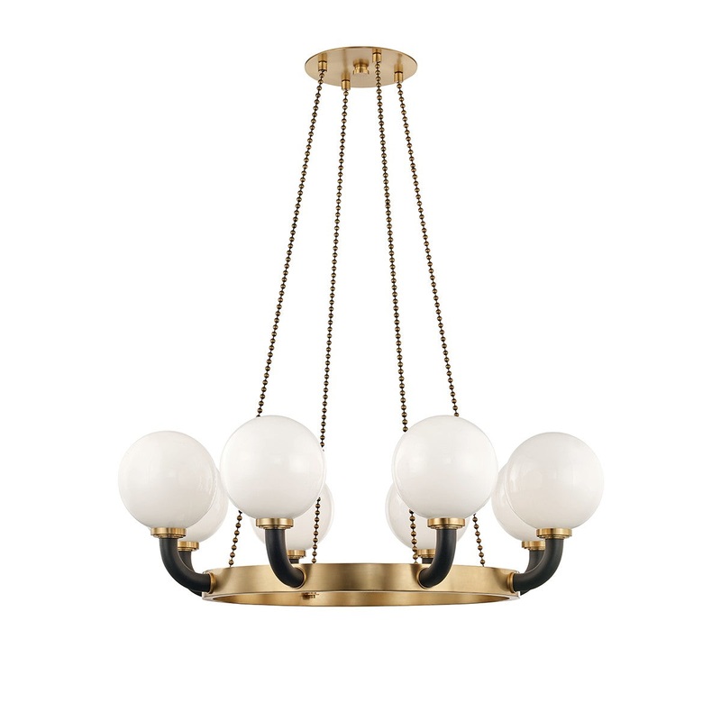 Hudson Valley 3646-AGB/BK Werner Eight Light Pendant, Aged Brass/Black